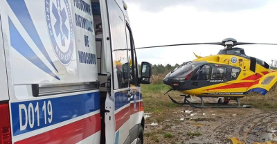 Helikopter zabrał rannego po wybuchu
