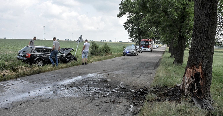 28-latek uderzył w drzewo