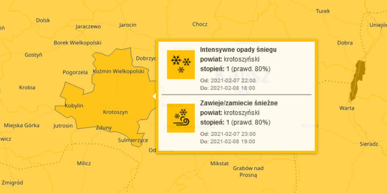 Śnieg, zawieje i mróz – IMGW ostrzega mieszkańców Wielkopolski