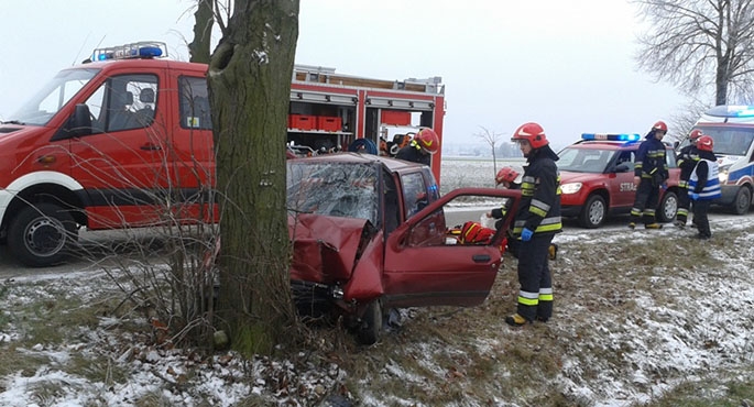 67-letni kierowca wjechał w drzewo!