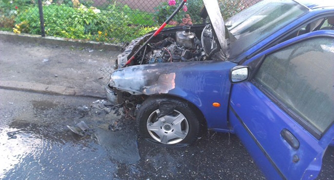 Pożar samochodu osobowego w Kobylinie