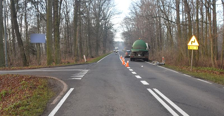 Wypadek drogowy z udziałem rowerzysty