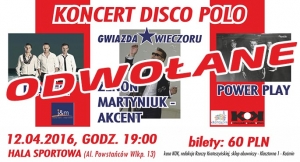 Koncert disco polo odwołany!