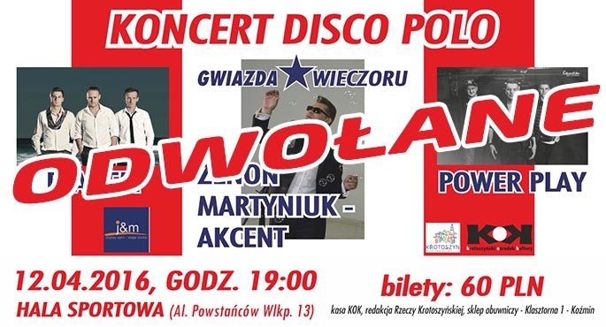 Koncert disco polo odwołany!