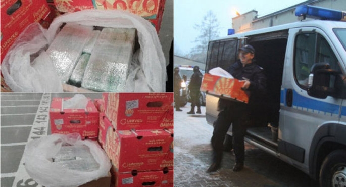 386 kg kokainy i heroiny w bananach