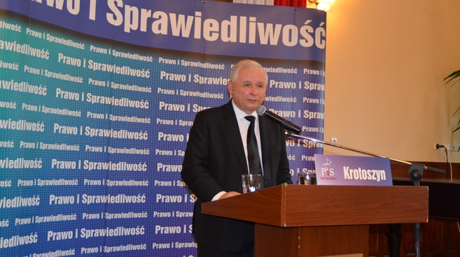 Jarosław Kaczyński podczas swojego wystąpienia w Krotoszynie