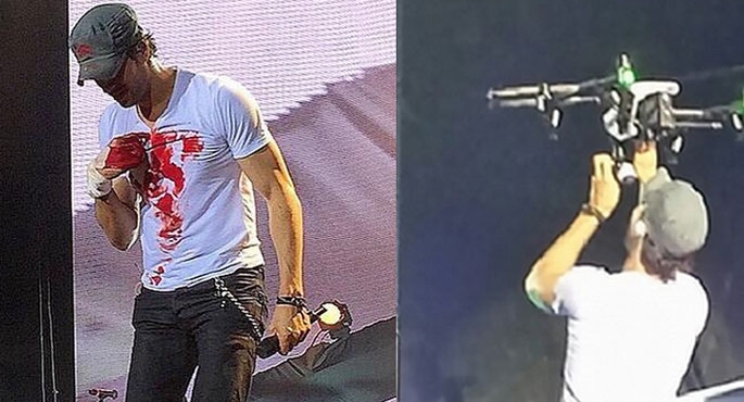Enrique Iglesias (40 l.) mimo ran zadanych przez dron nie przerwał występu