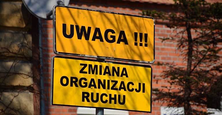 Ulica Kościuszki zamknięta