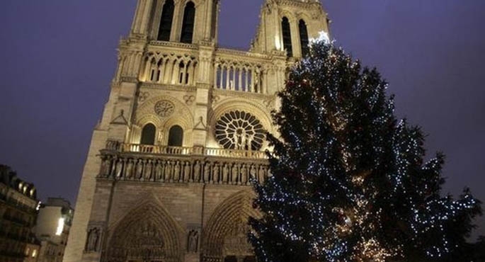 Drzewko tradycyjnie stawało przed Notre Dame