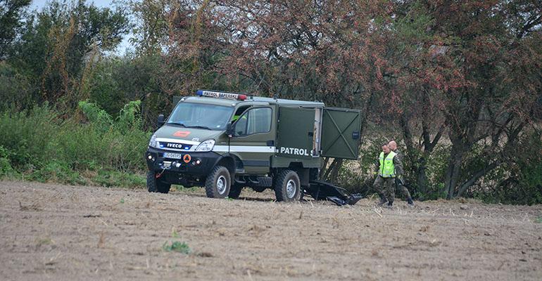 Niewybuch na polu w Skałowie